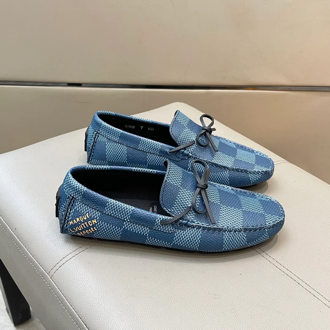 Factory price: 460💰LV men's beanie shoes 2025 official website synchronization <market top version> cowhide grid ➕ black cowhide original packaging. Size 38-45